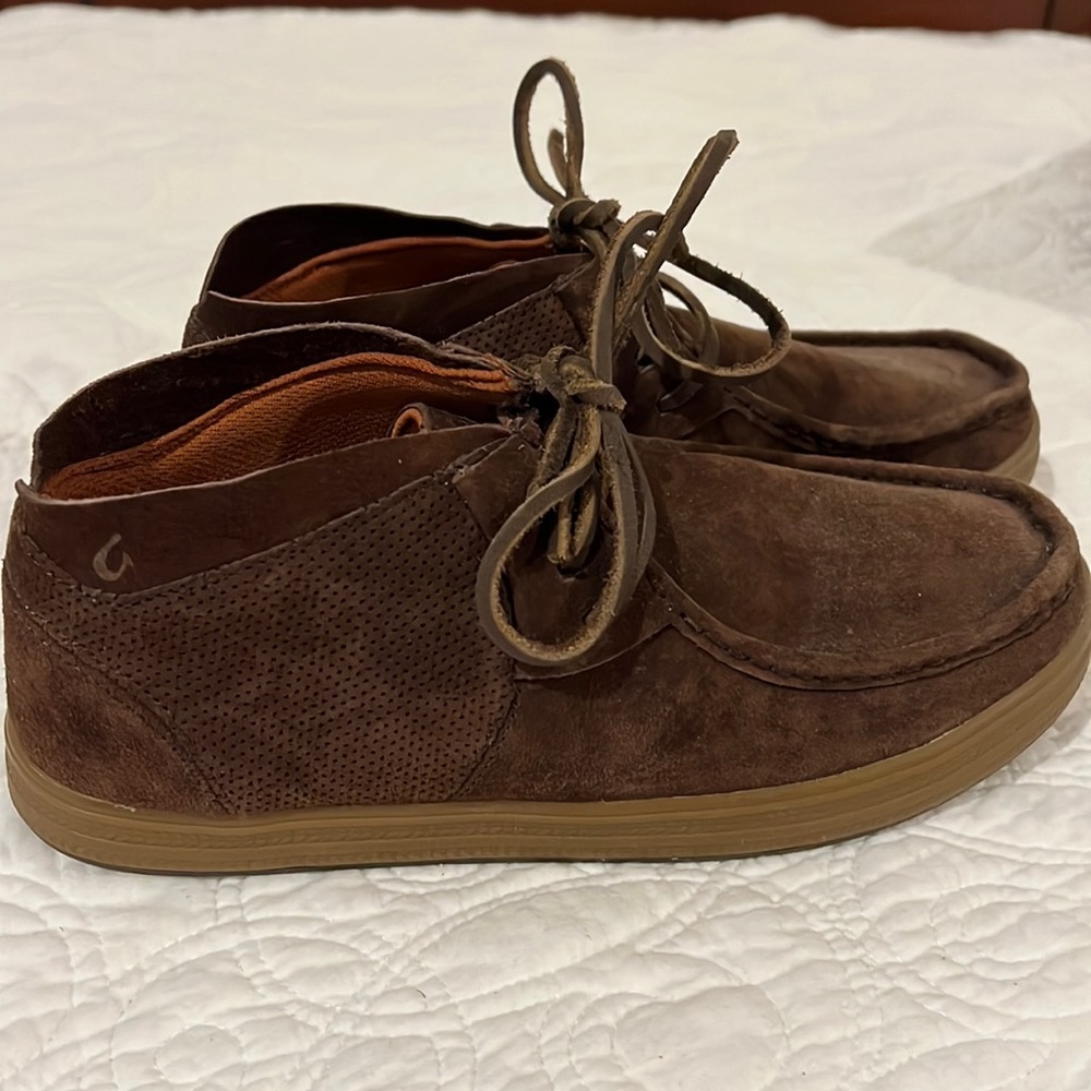 OluKai Men’s Pahono Brown Suede Leather Boot, Men’s size 8D